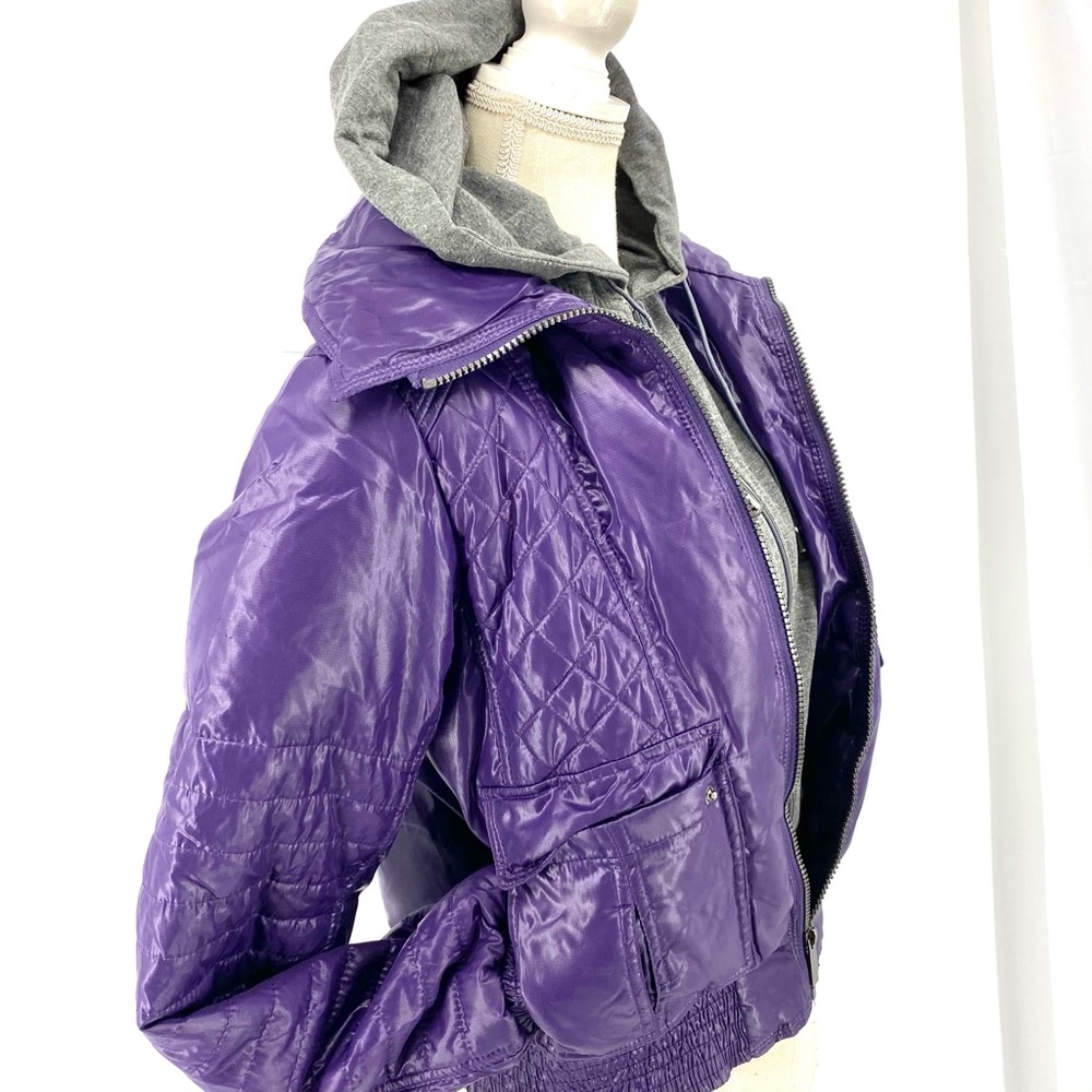Grane Purple hooded long sleeve puffer coat - Picture 2 of 9